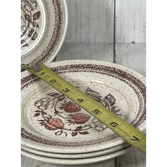 Vintage Homespun Stonecast Churchill Dessert Plates Wild Strawberry Set 4 - Picture 5 of 5